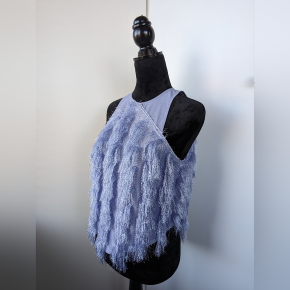 Ganni Purple Fringe Mesh Blouse - Picture 4 of 10